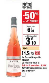 la cave d'augustin florent tavel -50% sur le 2e produit