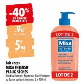 lait corps mixa intensif peaux sèches -40% de remise immédiate
