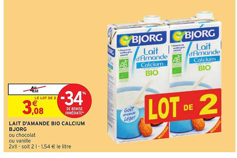 lait d'amande bio calcium bjorg -34% de remise immédiate