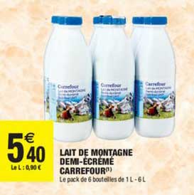 Lait De Montagne Demi écrémé Carrefour