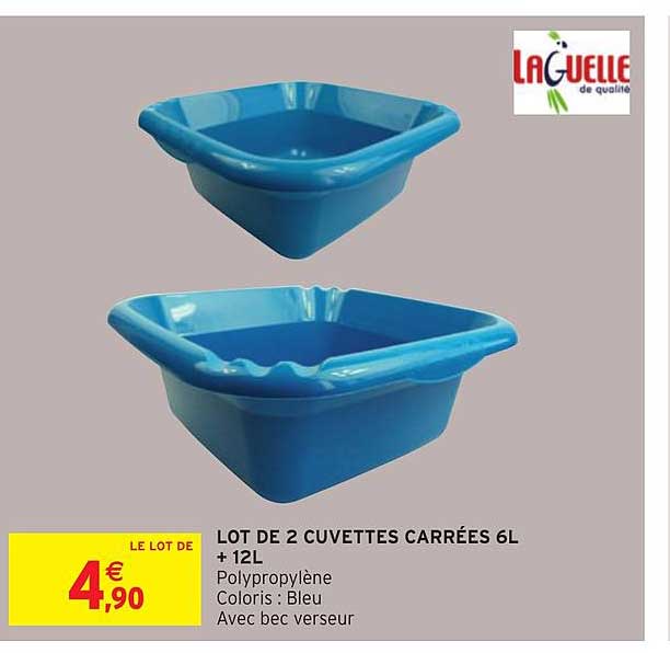 lot de 2 cuvettes carrées 6l +12l