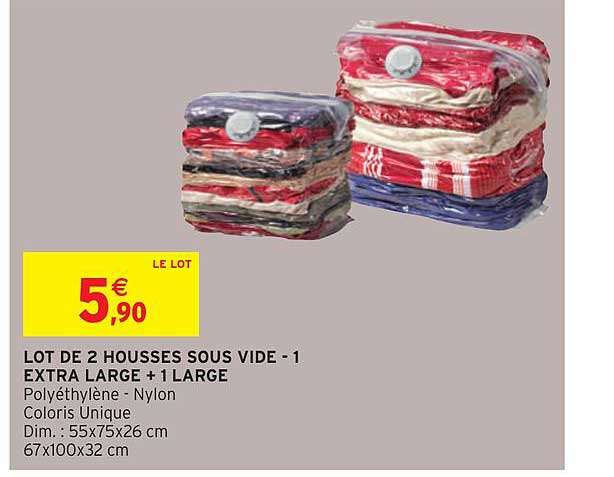 Lot De 2 Housses Sous Vide 1 Extra Large +1 Large