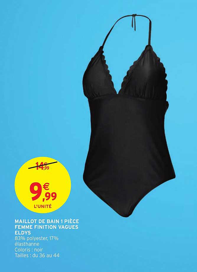 maillot de bain 1 pièce femme finition vagues eldys