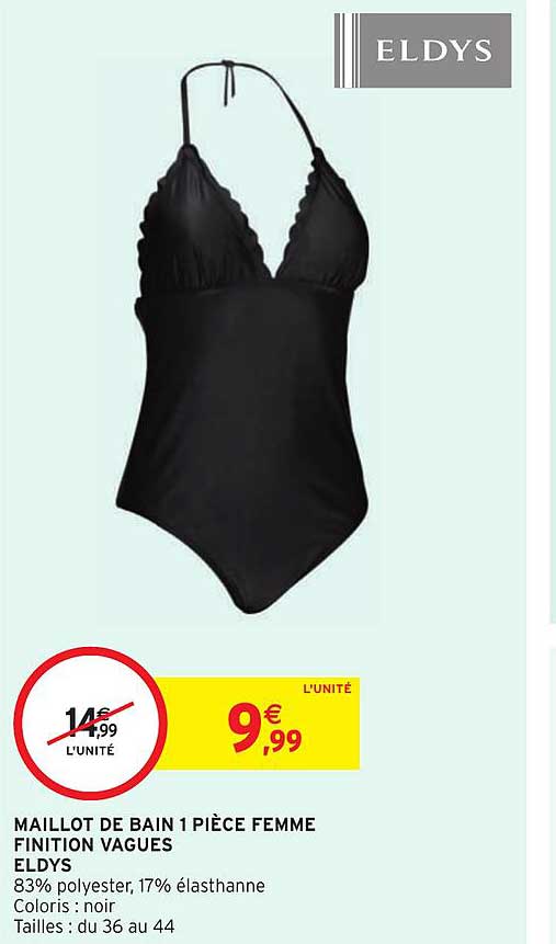 maillot de bain 1 pièce femme finition vagues eldys