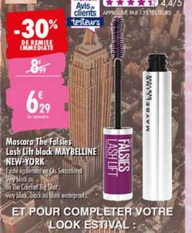 mascra the falsies lash lift black maybelline new york -30% de remise immédiate