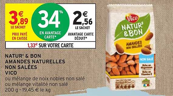 natur'&bon amandes naturelles non salées vico