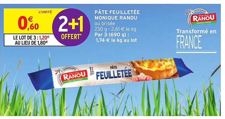 pâte feuilletée monique ranou 2+1 offert
