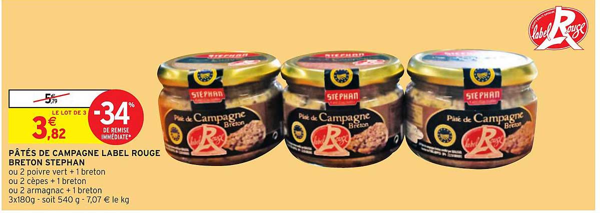 pâtés de compagne label rouge breton stephan -34% de remise immédiate +