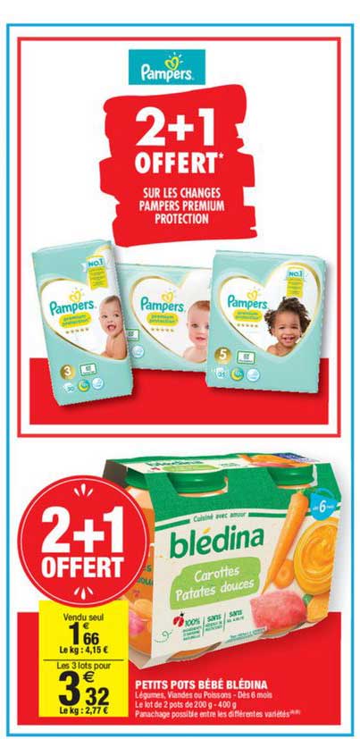 petits pots bébé blédina 2+1 offert
