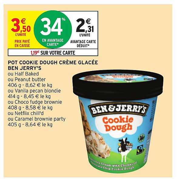 Pot Cookie Dough Crème Glacée Ben Jerry's