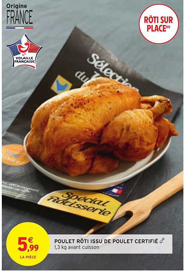 poulet rôti issu de poulet certifié