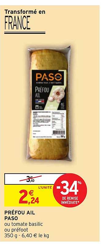 Préfou Ail Paso -34% De Remise Immédiate