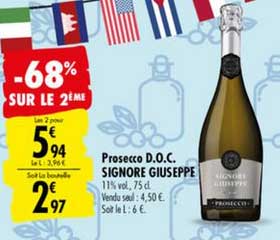 prosecco d.o.c. signore giuseppe -68% sur le 2ème