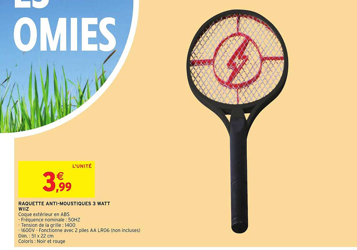 raquette anti moustiques 3 watt wiiz