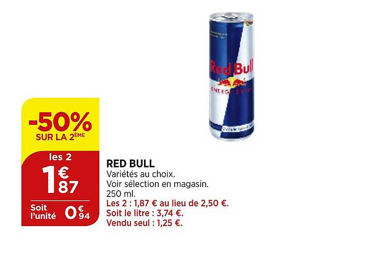 red bull -50% sur le 2ème
