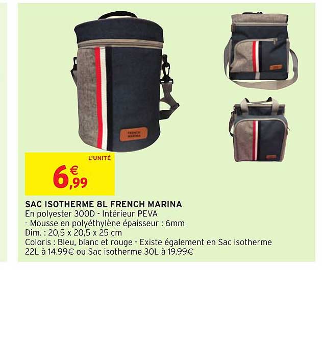 sac isotherme 8l french marina