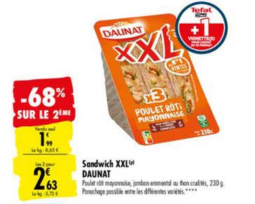 Sandwich Xxl Daunat -68% Sur Le 2ème