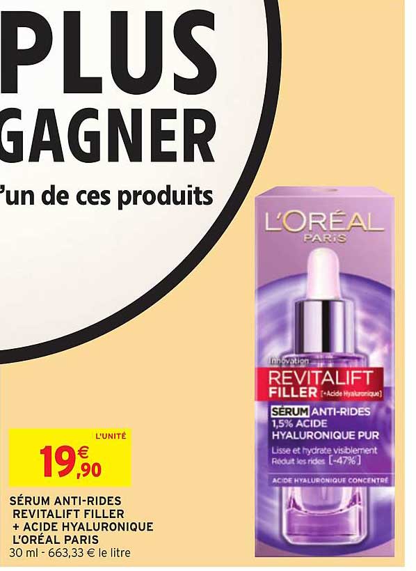 sérum anti rides revitalift filler + acide hyaluronique l'oréal paris