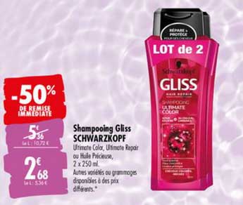Shampooing Gliss Schwarzkopf -50% De Remise Immédiate