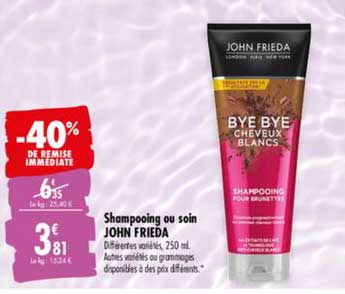 shampooing ou soin john frieda -40% de remise immédiate