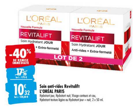soin anti rides revitalift l'oréal paris -40% de remise immédiate