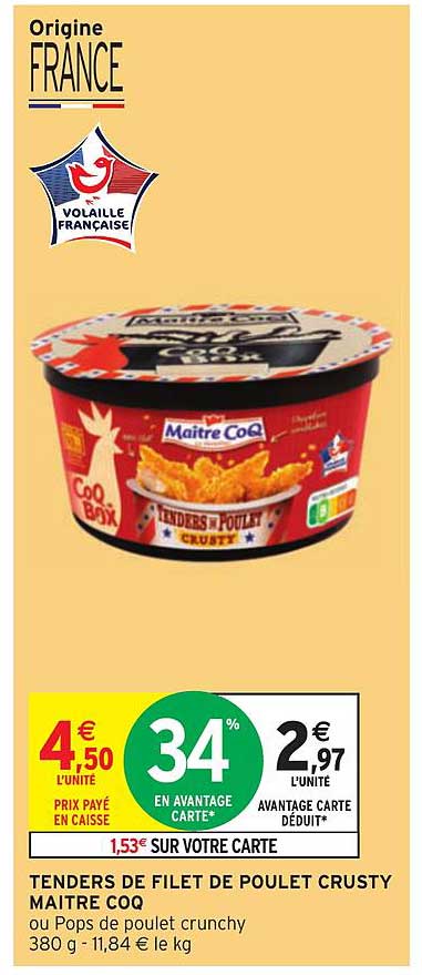 tendres de filet de poulet crusty maitre coq