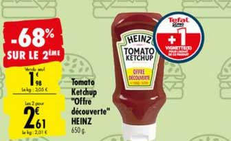 tomato ketchup offre découverte heinz -68% sur le 2ème