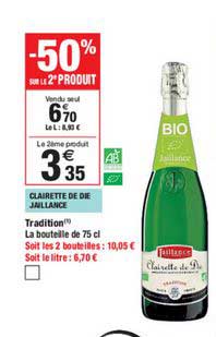tradition clairette de die jaillance -50% sur le 2e produit