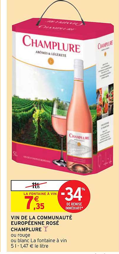 vin de la communauté européenne rosé champlure -34% de remise immédiate