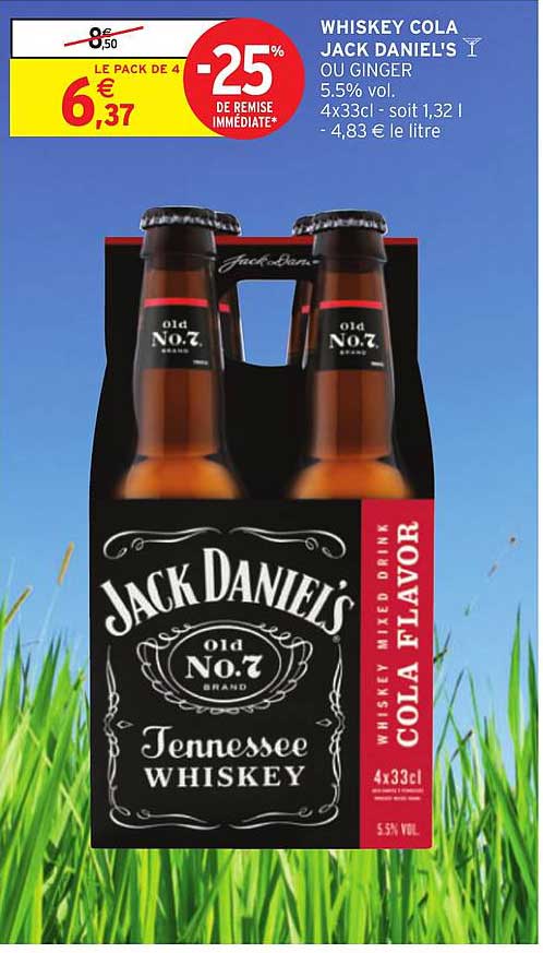 whiskey cola jack daniel's -25% de remise immédiate