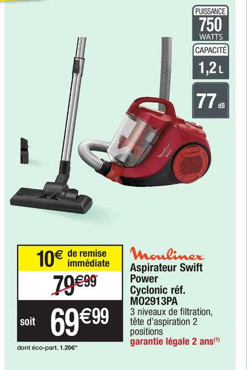 aspirateur swift power cyclonic moulinex réf. m02913pa