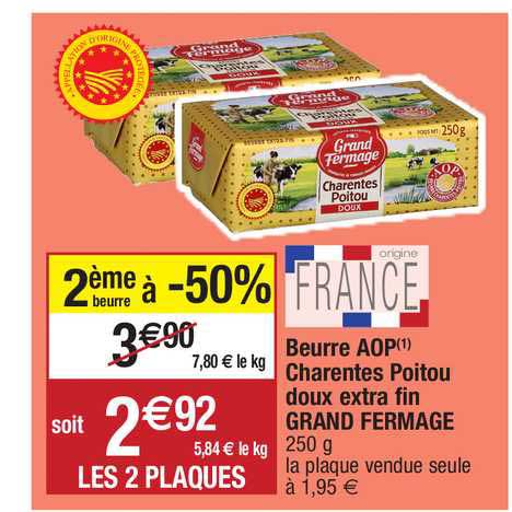 beurre aop charentes poitou doux extra fin grand fermage