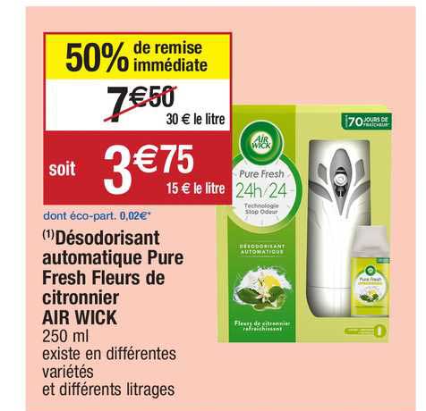 désodorisant automatique pure fresh fleurs de citronnier air wick