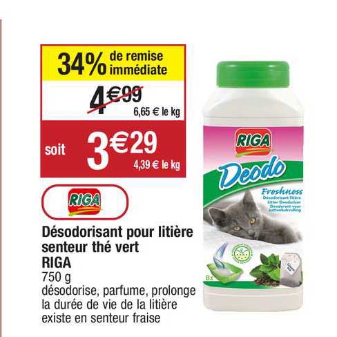 désodorisant pour litière senteur thé vert riga