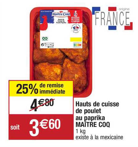 hauts de cuisse de poulet au paprika maître coq