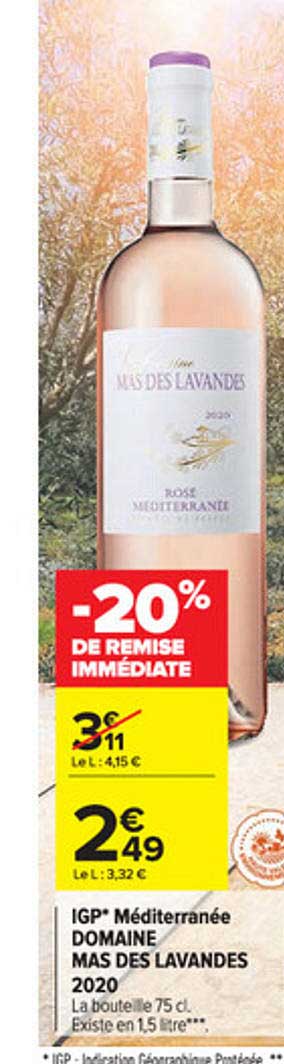 igp méditerranée domaine mas des lavandes 2020 -20% de remise immédiate