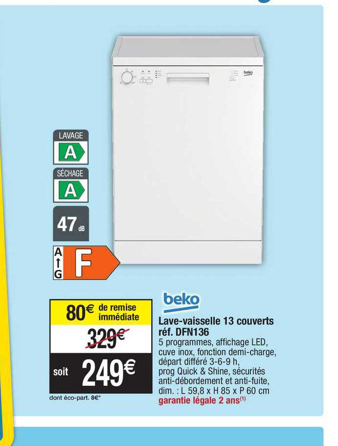 lave-vaisselle 13 couverts réf. dfn136 beko