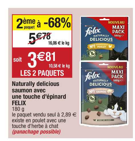 naturally delicious saumon avec une touche d'épinard felix