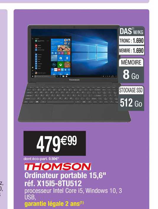 Ordinateur Portable 15,6" Thomson