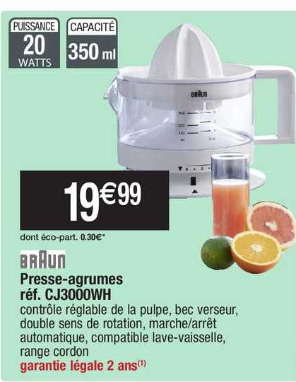 presse-agrumes braun réf. cj3000wh