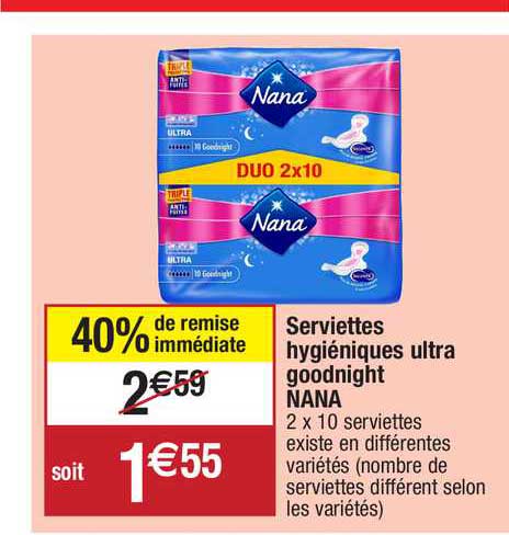 serviettes hygiéniques ultra goodnight nana
