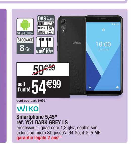 smartphone 5,45" y51 dark grey ls wiko