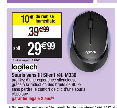 souris sans fil silent réf. m330 logitech