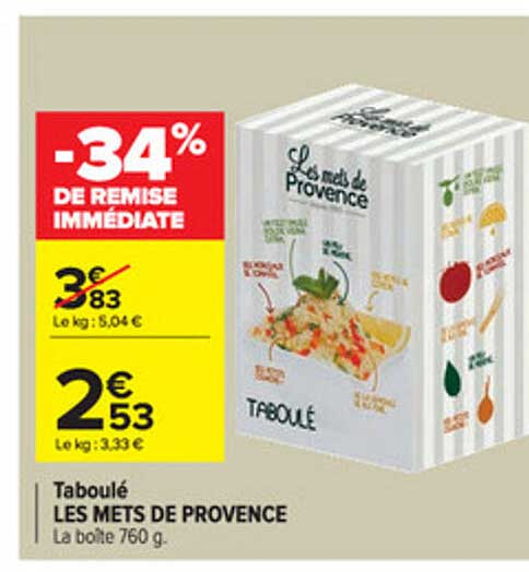 taboulé les mets de provence -34% de remise immédiate