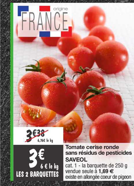 tomate cerise ronde sans résidus de pesticides saveol