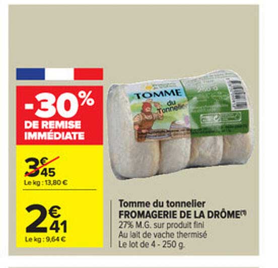 tomme du tonnelier fromagerie de la drôme -30% de remise immédiate