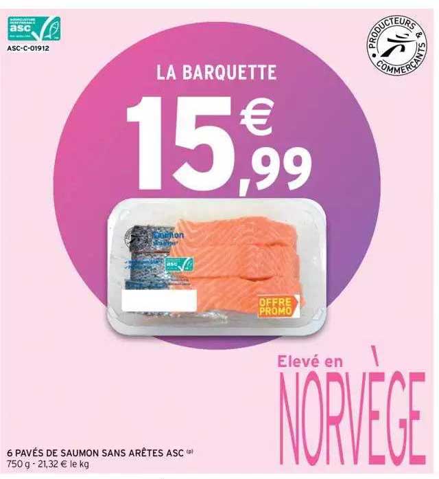 6 pavés de saumon sans arêtes asc