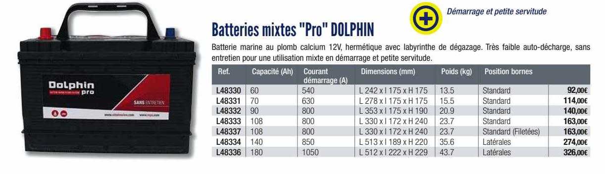 batteries mixtes "pro" dolphin