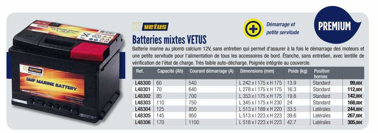 batteries mixtes vetus