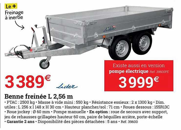 benne freinée l 2,56 m